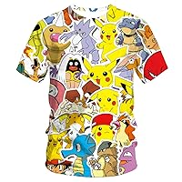 Anime Cartoon Shirt 3D Print Novelty T-Shirt Short Sleeve Sports Tee for Men and Women Graphic Crew Neck Comic.