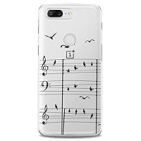 TPU Case Compatible for OnePlus 10T 9 Pro 8T 7T 6T N10 200 5G 5T 7 Pro Nord 2 Black Flexible Silicone Kids Birds Themed Soft Contour Art Print Melody Design Clear Cute Slim fit Girls Musician