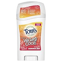 Tom's of Maine Aluminum-Free Wicked Cool! Natural Deodorant for Kids, Summer Fun, 1.6 oz.