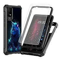 Cosmic Wolf Design for TCL ION X T607DL Phone Case with Tempered Glass Screen Protector, 2 Layers Shockproof TPU Corner + Built-in Frame Bumper Case for TCL 40Z/TCL ION V