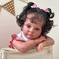 TERABITHIA 24Inches Realistic Reborn Toddler Dolls with Soft Weighted Cloth Body Real Life Newborn Baby Dolls in Dark Brown Skin Collectible Art Doll Birthday Gift Set for Girls