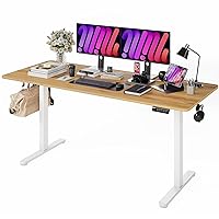 Monomi Electric Standing Desk, 71 x 28 inches Height Adjustable Desk, Ergonomic Home Office Sit Stand Up Desk with Memory Preset Controller (Natural Top/White Frame)