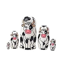 PRODCAB SIXNEB Holstein Cow 5 Piece Russian Wood Nesting Doll Matryoshka Stacking Dolls Russia
