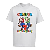 PARTY SHOP Customizable Shirts for a Mario Themed Birthday. Add Any Name and Age. Family Matching Shirts.