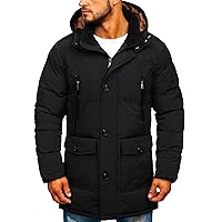 Mens Thickened Down Parka Coats Long Hooded Padded Thicken Outwear Winter Warm Casual Quilted Jackets