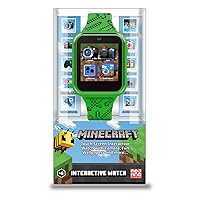 Accutime Kids Microsoft Minecraft Green Educational Touchscreen Smart Watch Toy for Boys, Girls, Toddlers - Selfie Cam, Learning Games, Alarm, Calculator, Pedometer & More (Model: MIN4045AZ)