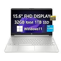 HP 2023 Upgrade 15.6 FHD Laptop, Intel Core i3-1215U Processor, 32GB RAM, 1TB SSD, Webcam, Wi-Fi, Bluetooth, USB-C, Fast Charge, Lightweight, Windows 11, School and Business Ready, LIONEYE Bundle