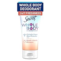 Whole Body Deodorant Cream for Women, Peach & Vanilla Blossom Scent, Aluminum Free Deodorant, 72 HR Odor Protection, 3.0 oz