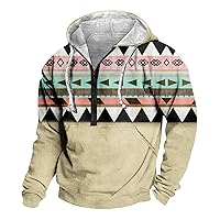 Long Sleeve Hoodies,Western Ethnic Aztec Graphic Hoodies Half Zipper Plus Size Cropped Pullover Sweatshirt