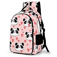 Panda Heart Travel Backpack Double Layers Laptop Backpack Durable Daypack for Men Women