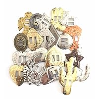 Conchos Grab Bag! Western Styles, Mixed Shapes and Sizes, Slotted; 25 Pieces
