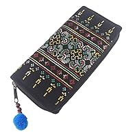 Women's Wallet Purse Card Holder Zip Up Embroidered Handbag Style Boho, Hippie