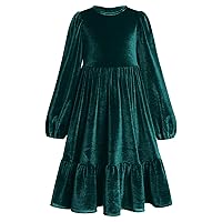IDOPIP Toddler Kid Girls Velvet Dress Princess Pageant Birthday Christmas Party Dress Casual Long Sleeve Winter Fall Clothes