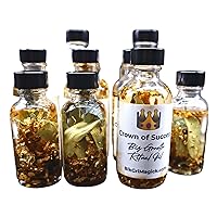 Crown of Success Ritual Oil for Business Growth, New Clients, Financial Success, Money Manifestation Rituals, with Pyrite Gemstones and Real Money, Handmade with Almond Oil (1oz Bottle)