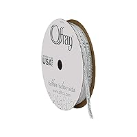 Offray, Silver Metallic Craft Ribbon, 1/8-Inch, 1/8 Inch x 15 Feet