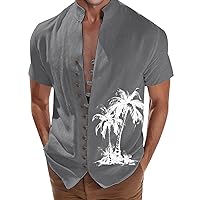 Mens Short Sleeve Button Down Shirts Wrinkle Free 2024 Summer Casual Beach Vacation Tropical Regular Fit Fashion Tops