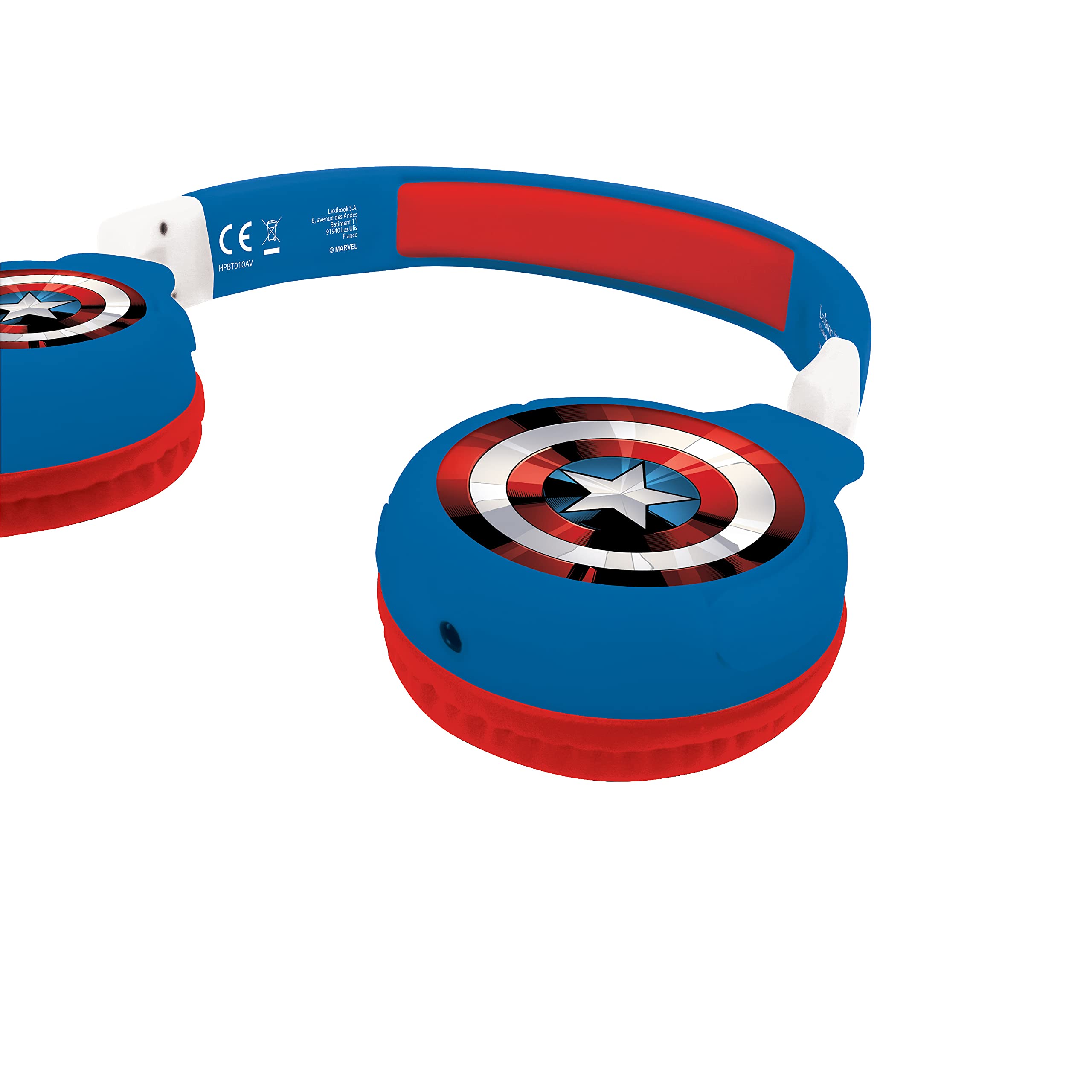 LEXiBOOK Avengers Marvel 2-in-1 Bluetooth Headphones for Kids - Stereo Wireless Wired, Kids Safe, Foldable, Adjustable, red/Blue, HPBT010AV
