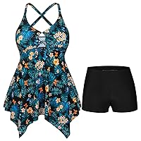 Women's Large Size Printed Separate Swimsuit Cover Belly Flat Angle Conservative Separate Swimsuit Womens Romper
