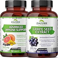 Zazzee Grape Seed Extract Capsules and Advanced Immune Support Tablets