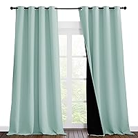 NICETOWN Full Shading Curtains for Windows, Super Heavy-Duty Black Lined Blackout Curtains for Bedroom, Privacy Assured Window Treatment (Aqua Blue, Pack of 2, 55 inches W x 102 inches L)