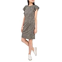 Vince Camuto Womens Gray Animal Print Flutter Sleeve Crew Neck Above The Knee Shift Dress XL