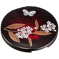 Nakatani Brothers Shokai Yamanaka Lacquerware Round Compact Mirror (with Lens), Besko, Kaneroku 33-0105