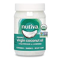 Nutiva Organic Coconut Oil 15 fl oz, Cold-Pressed, Fresh Flavor for Cooking Oil, Natural Hair Oil, Skin Oil, Massage Oil and, Non-GMO, USDA Organic, Unrefined Extra Virgin Coconut Oil (Aceite de Coco)
