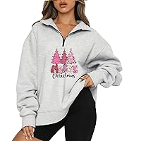 Half Zip Pullover Womens Christmas Tree Sweatshirts Hoodies Quarter Zip Long Sleeve Fall Outfits Xmas Fashion Clothes