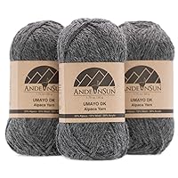 [ Set of 3 Small Gorgeous Skeins ] Alpaca Yarn Blend [ Umayo ] [ DK ] #3 (5.25 Ounces/150 Grams Total) Lovely and Soft to Enjoy Knitting - Crocheting - Weaving [ Grey ]