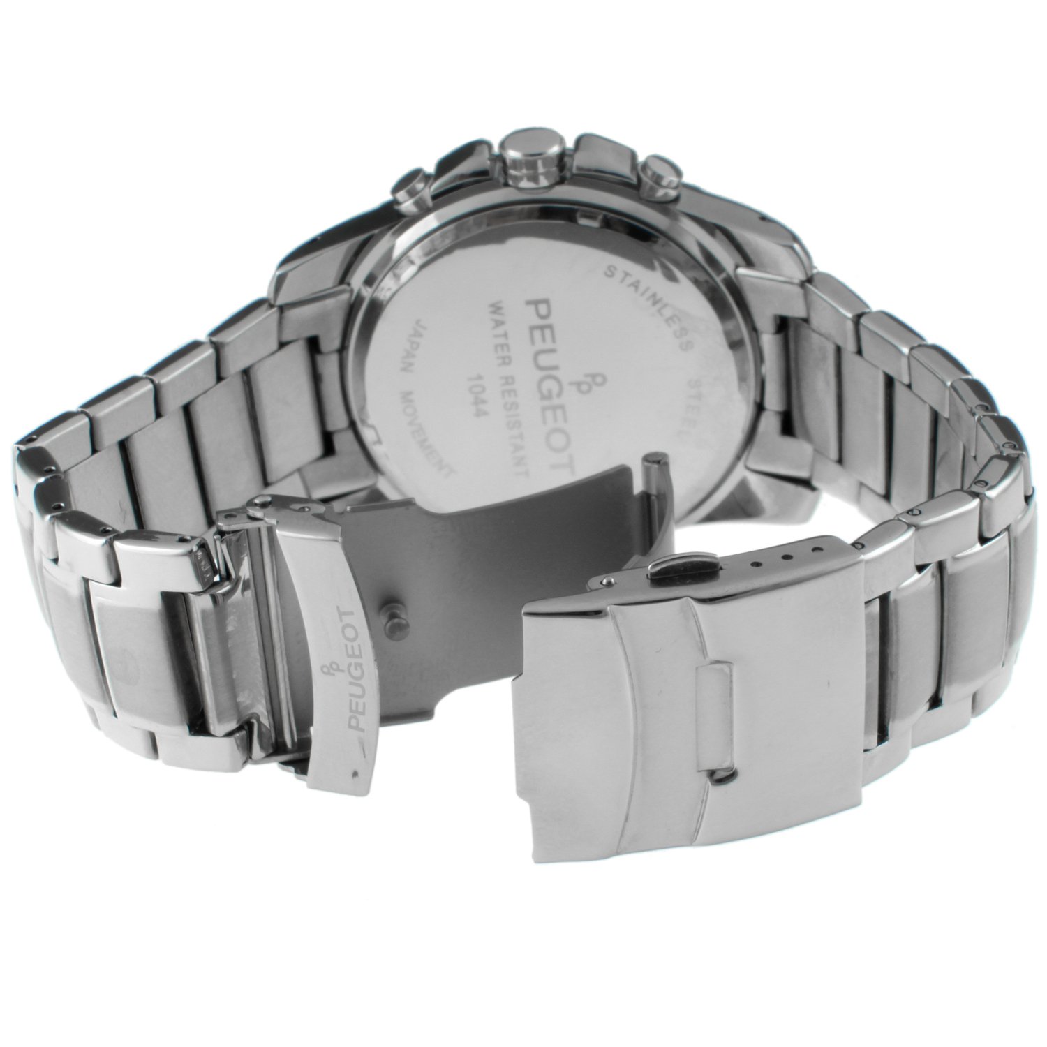 Peugeot Men's Multi-Function Sports Watch - Large Dial with Calendar wWindow and Metal Bracelet