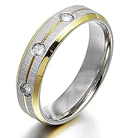 Gemini Custom Groom Bride 18K Gold Filled CZ Diamonds Anniversary Wedding Titanium Ring Valentine Day Gift