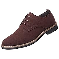 WUIWUIYU Men's Suede Leather Lace-Up Business Formal Dress Derby Shoes