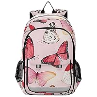 ALAZA Red Pink White Butterfly Backpacks Travel Laptop Backpack