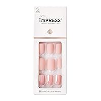 KISS imPRESS No Glue Mani Press On Nails, Design, 'Keep in Touch', Pink, Short Size, Squoval Shape, Includes 30 Nails, Prep Pad, Instructions Sheet, 1 Manicure Stick, 1 Mini File