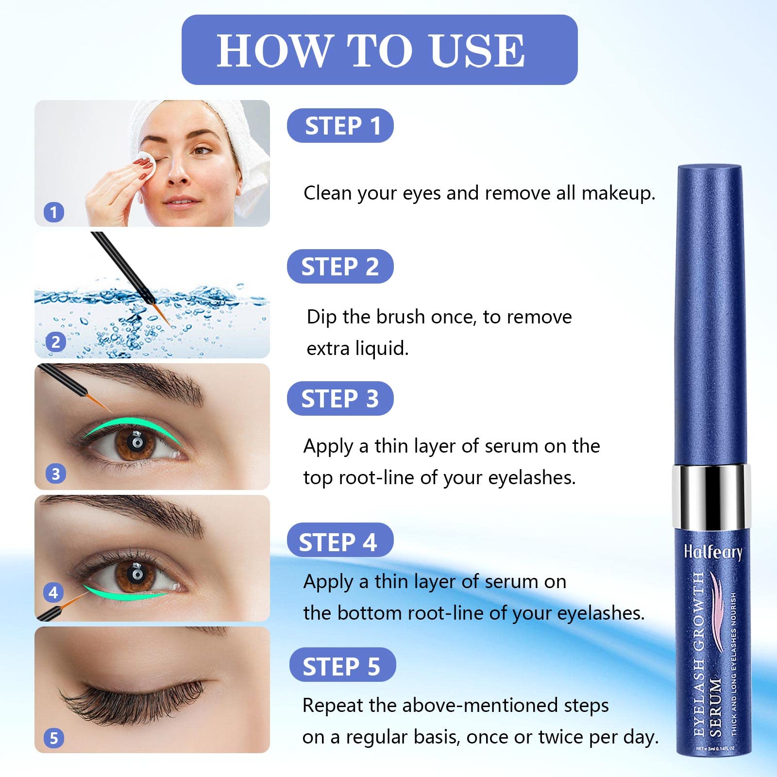 Eyelash Growth Serum and Eyebrow Enhancer, Boosts Natural Lash Growth for Thicker, Fuller Lashes and Eyebrows