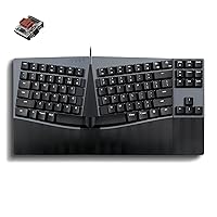 Perixx PERIBOARD-335BR Wired Ergonomic Mechanical Compact Keyboard - Low-Profile Brown Tactile Switches - Programmable Feature with Macro Keys - Compatible with Windows and Mac OS X - US English