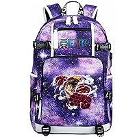 Unisex Lightweight Bookbag with USB Charger Port Classic Laptop Bag Anime Graphic Travel Backpack