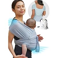 Konny Baby Carrier Flex AirMesh Premium Material - Adjustable, Easy to Wear and Wrap Baby Sling, Perfect for Newborn Babies Essentials up to 44 lbs, (XS-XL) - Pale Blue