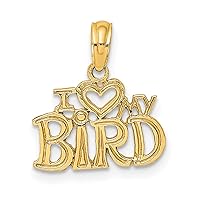 14K Gold I HEART MY BIRD Charm