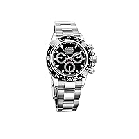 Men's Automatic Watch, Mechanical, Men's, Masterpiece, Wristwatch, SS, Luxury, Waterproof, With Glow in the Dark [3], black 5, Bracelet Type