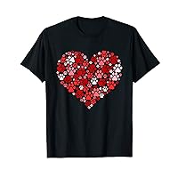 Cute Paw Print Heart Funny Dog Cat Love Valentines Day T-Shirt