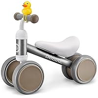 Baby Balance Bike Toys for 1 Year Old Gifts Boys Girls 10-24 Months Kids Toy Toddler Best First Birthday Gift Children Walker No Pedal Infant 4 Wheels Bicycle (Silver)