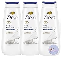 Dove Body Wash Deep Moisture For Dry Skin Moisturizing Skin Cleanser with 24hr Renewing MicroMoisture Nourishes The Driest Skin, 23 Fl Oz (Pack of 3) + CreateAndBundle Sticker