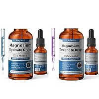 Magnesium Threonate Liquid 500mg and Magnesium Glycinate Liquid 500mg, Vegetable Glycerin Base, Best Mg for Sleep and Health