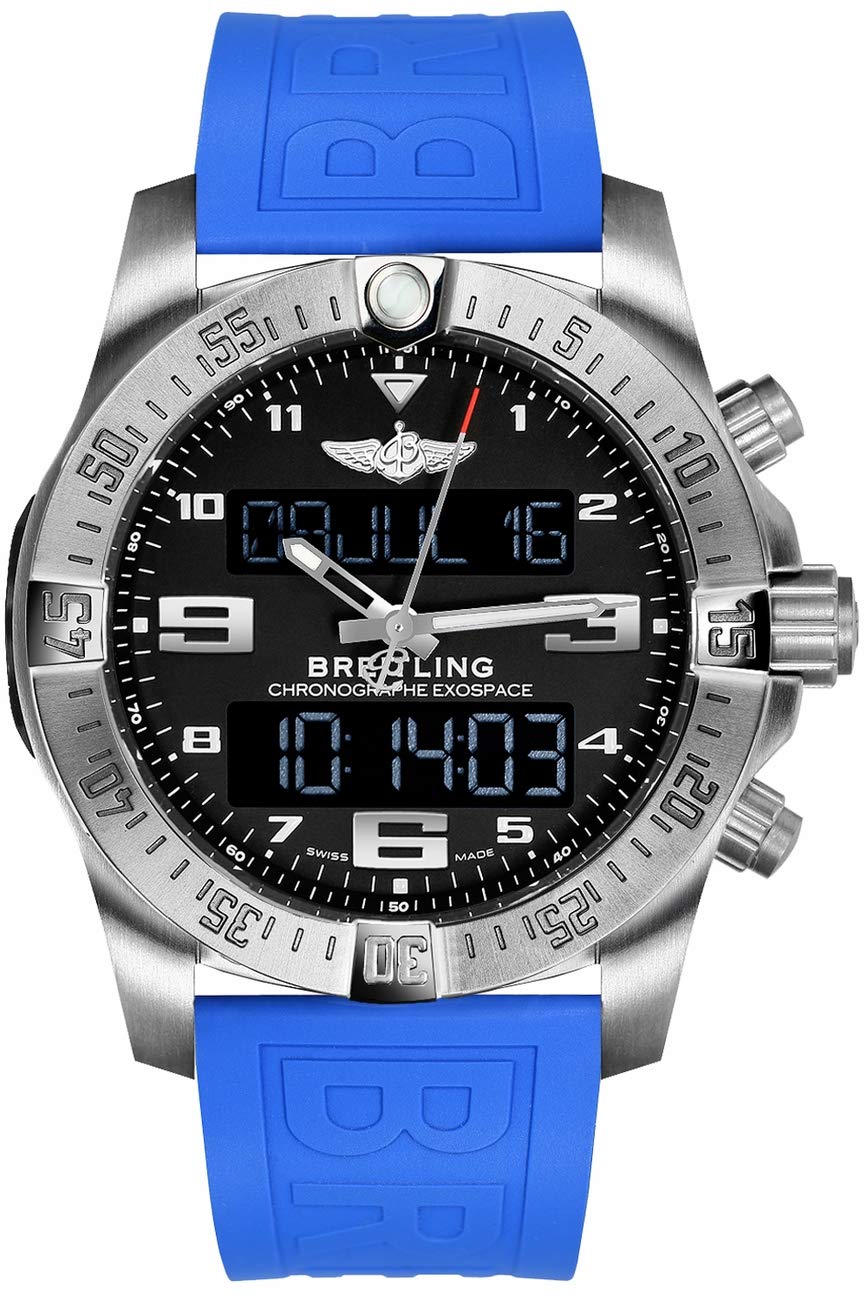 Breitling Exospace B55 Titanium Mens Watch on Blue TwinPro Rubber Strap EB5510H1/BE79-235S