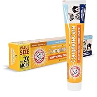 Arm & Hammer Complete Care Enzymatic Dog Toothpaste Value Size | 6.2 oz Peanut Butter Flavor Enzymatic Dog Toothpaste for Puppies | Great Tasting Dog Toothpaste with Arm & Hammer Baking Soda