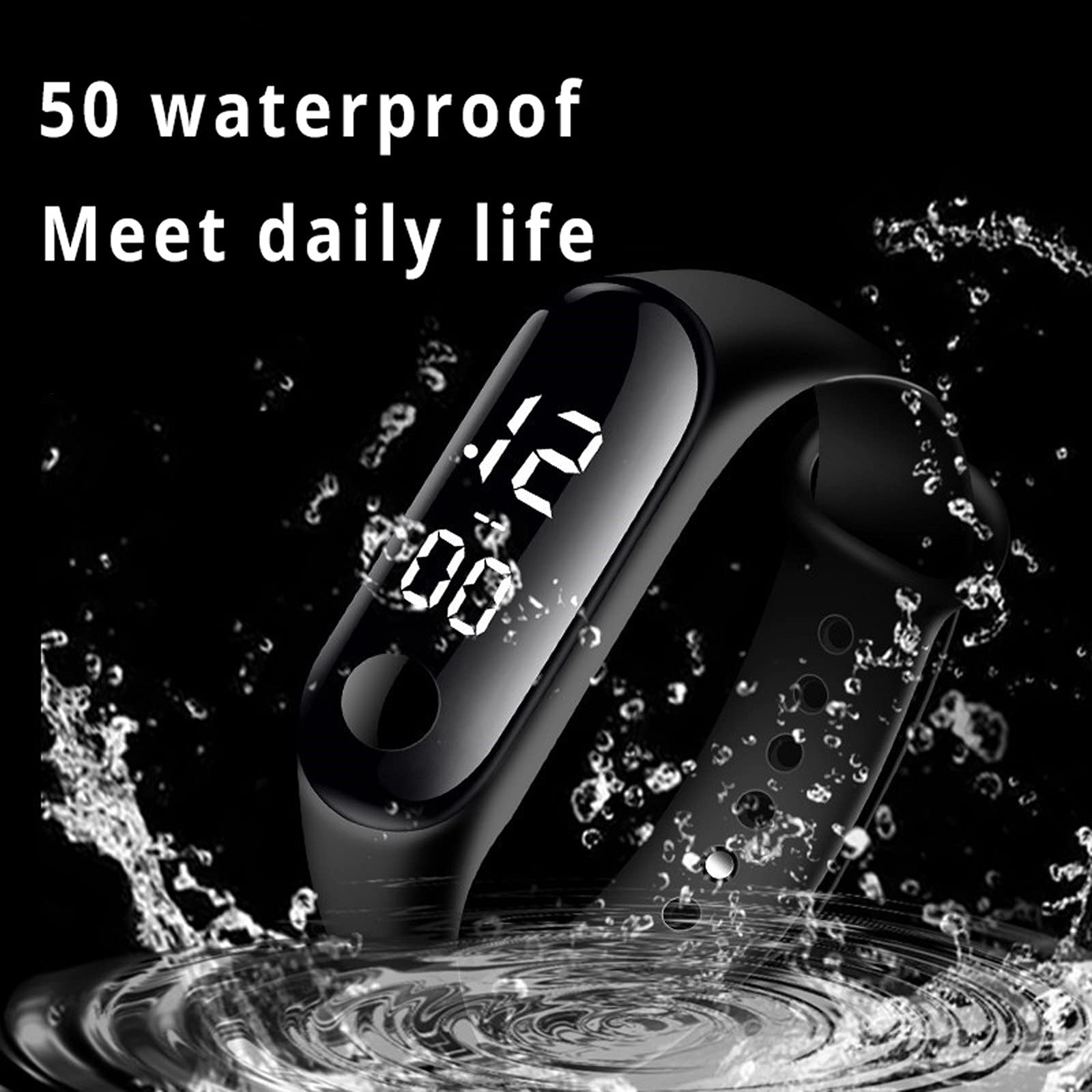Mllkcao 1 Pcs Digital LED Sports Watch, Water-Proof Universal Watch Unisex Sport Watch Led Digital Silicone Strap Creative Hand Ring Electronic Watch, Red