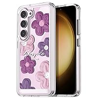 AICase for Samsung Galaxy S23 Plus Case for Women with Floral Flower Clear Design,Silicone Transparent Girly Cute Soft Bumper+PC Back Shockproof Protective Cover for Samsung Galaxy S23+ 6.6