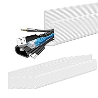 Cable Management Under Desk (31.5in J Channel 2x15.7in) Self Adhesive Cable  Raceways Cable Channel, Easy to Install Cord Cover Cable Hider Desk Cord