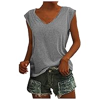 Womens Cap Sleeve Summer Tops Trendy Tank Tops Lace V Neck Loose Fit Shirts